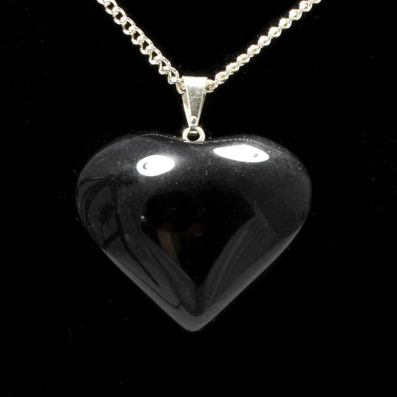 Black Obsidian Heart Pendant with Chain