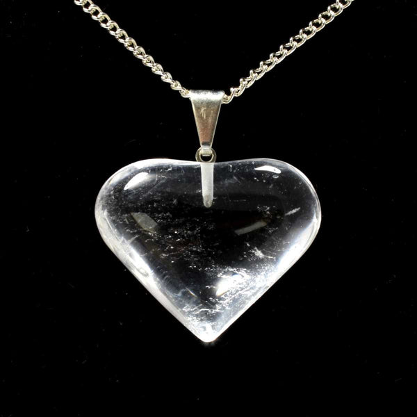 Clear Quartz Heart Pendant with Chain