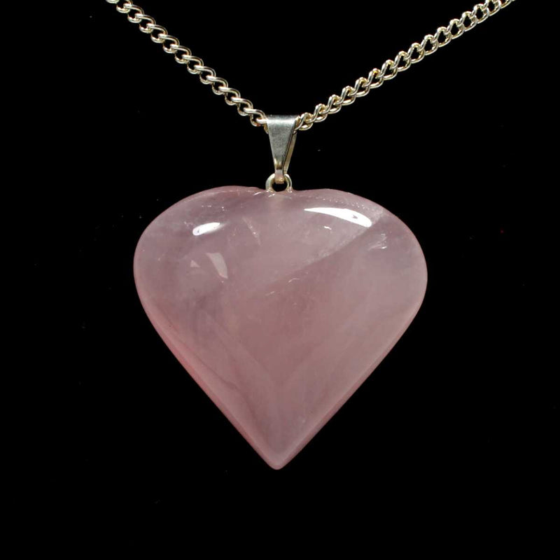 Rose Quartz Heart Pendant with Chain