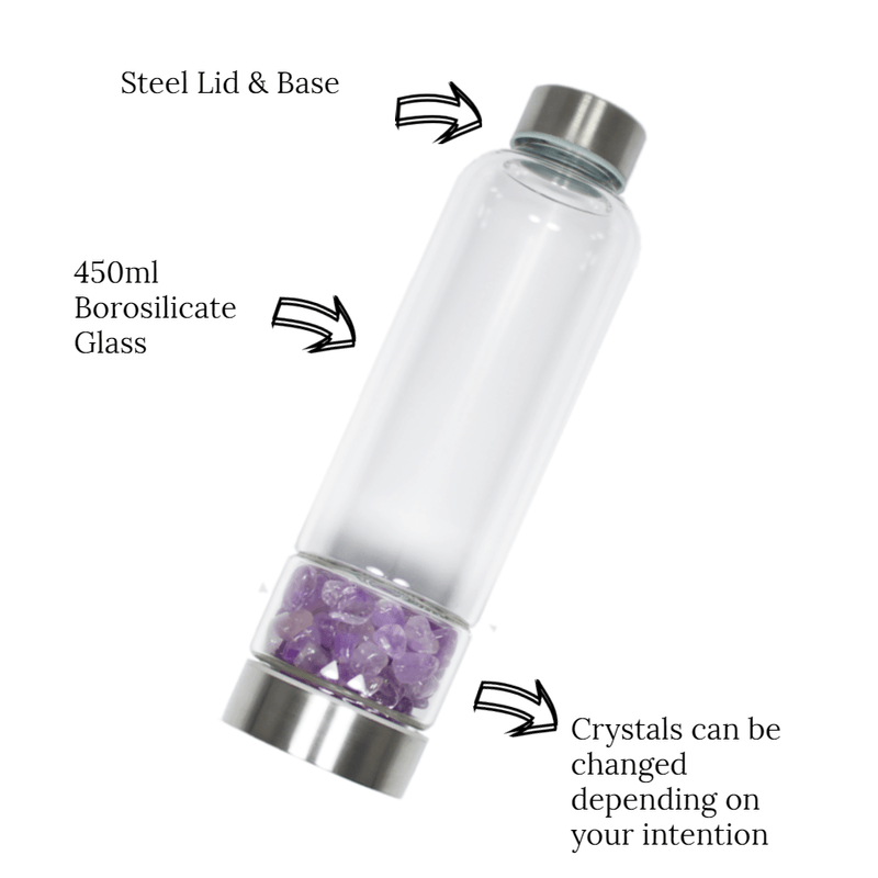 Glass Crystal Water Bottle - Amethyst for Trust and Clarity