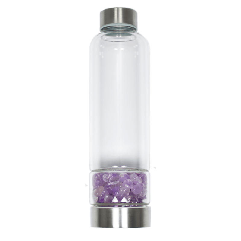 Glass Crystal Water Bottle - Amethyst for Trust and Clarity