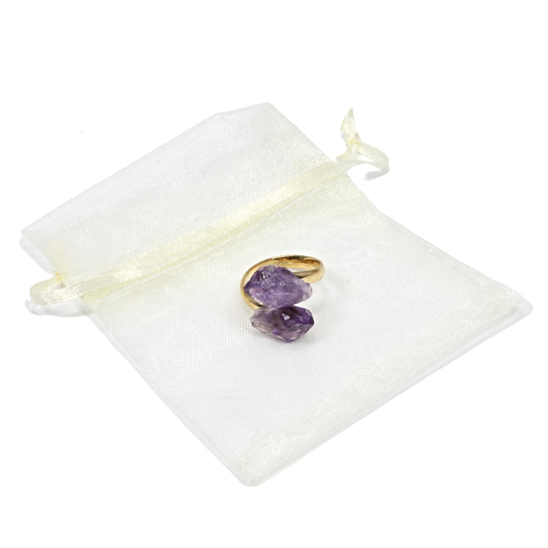 Amethyst Crystal Adjustable Gold Ring