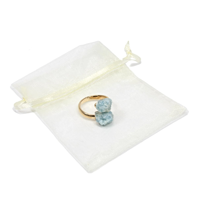Aquamarine Crystal Adjustable Gold Ring