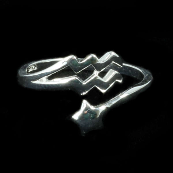 Aquarius Zodiac Ring - Sterling Silver