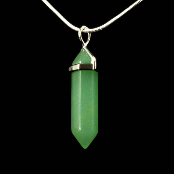 Green Aventurine Crystal Point Pendant With Chain