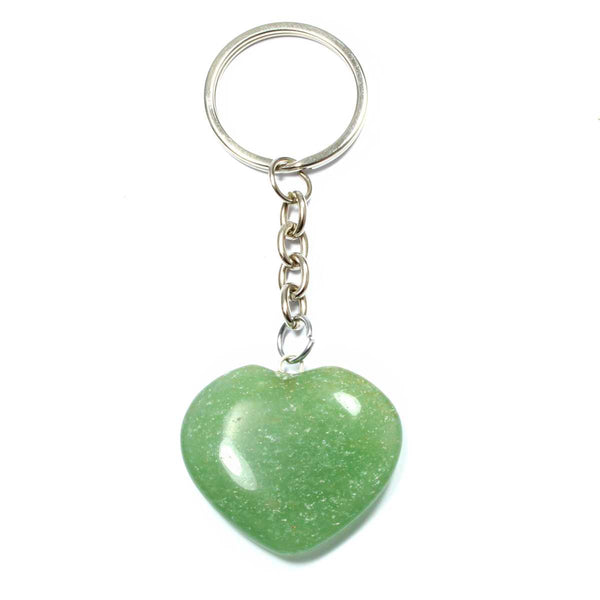 Green Aventurine Heart Keyring