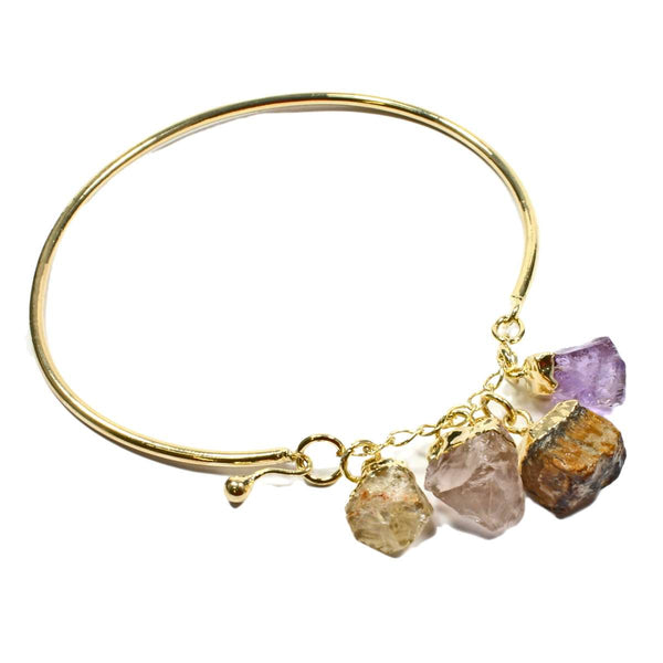 Four Crystal Gold Bangle