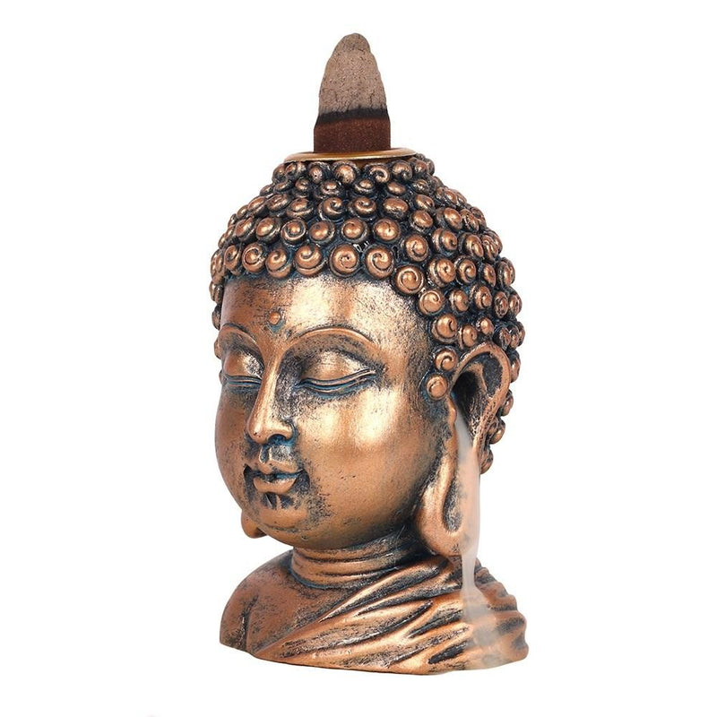 Bronze Buddha Head Backflow Incense Cone Burner