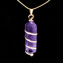 Amethyst Point with Spiral Pendant & Gold Chain