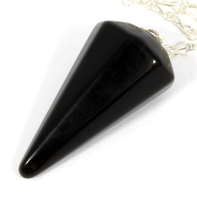 Black Obsidian Faceted Cone Pendulum