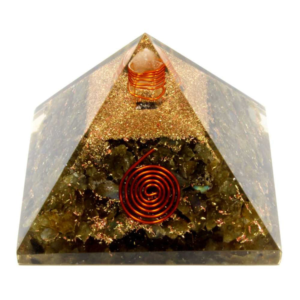 Labradorite With Copper Quartz Orgone Pyramid (7cm)