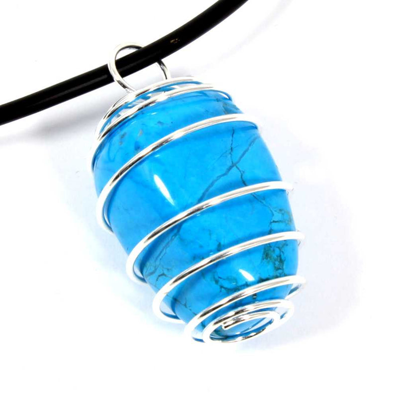 Blue Howlite Wire Wrapped Necklace