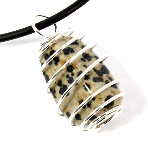 Dalmatian Jasper Wire Wrapped Necklace