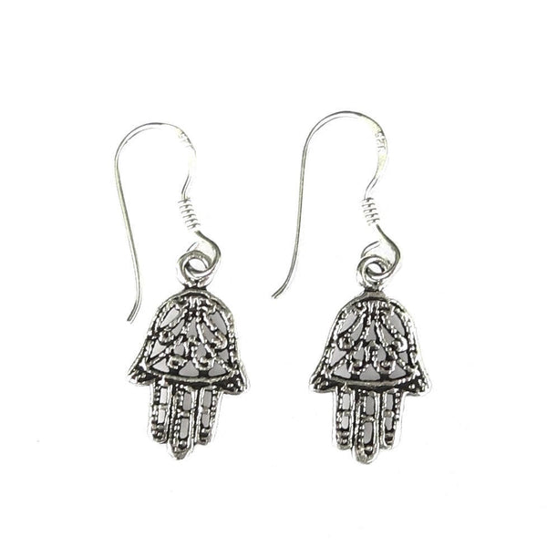 Hamsa Hand Earrings - Sterling Silver