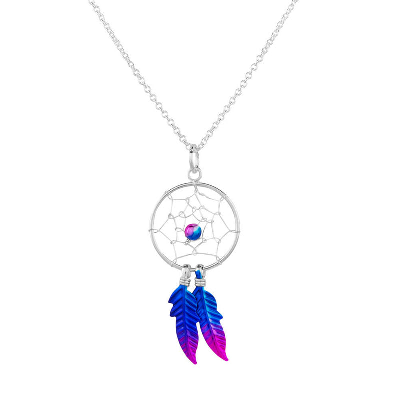 Magenta Dreamcatcher Necklace - Sterling Silver