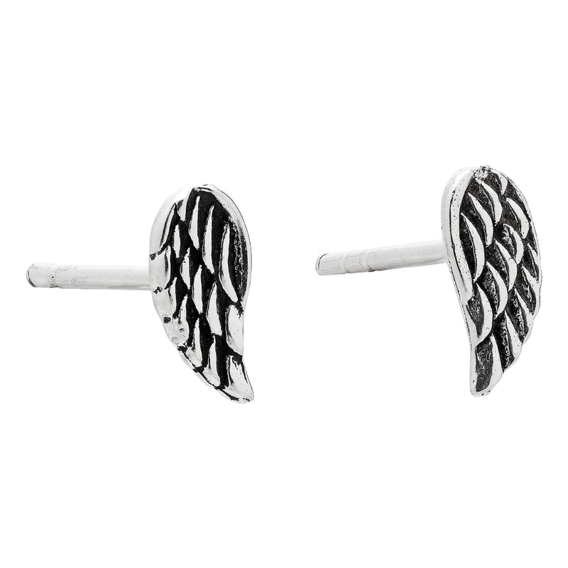 Angel Wing Stud Earrings - Sterling Silver