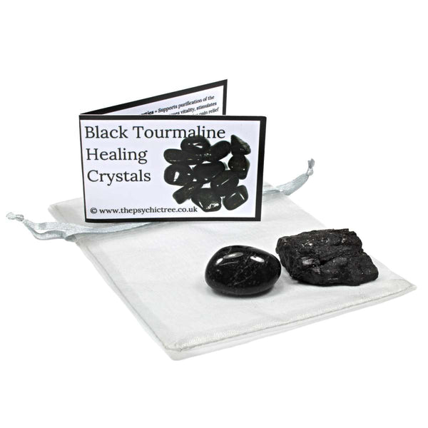 Black Tourmaline Rough 'n' Tumble Crystal Pack