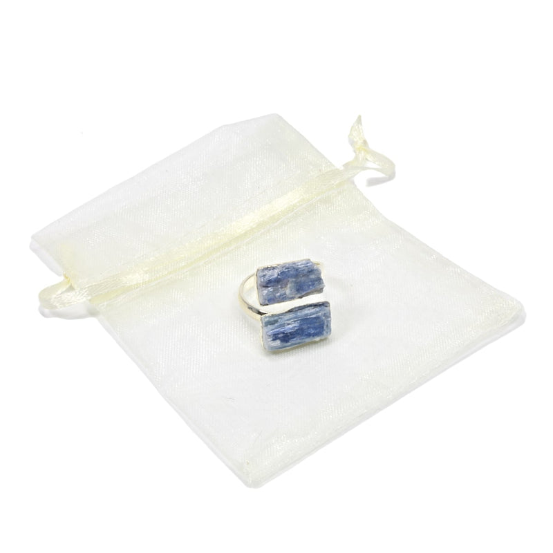 Blue Kyanite Crystal Adjustable Silver Ring