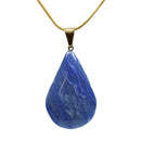Blue Quartz Teardrop Pendant with Gold Chain