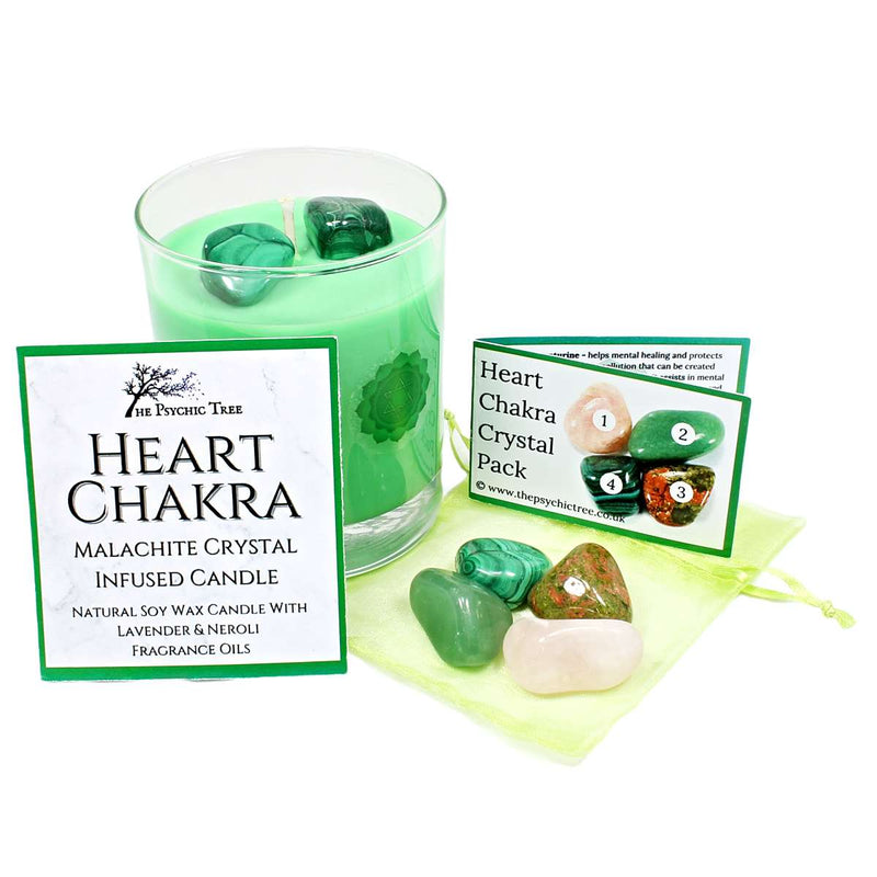Heart Chakra Healing Crystal & Candle Combination Pack
