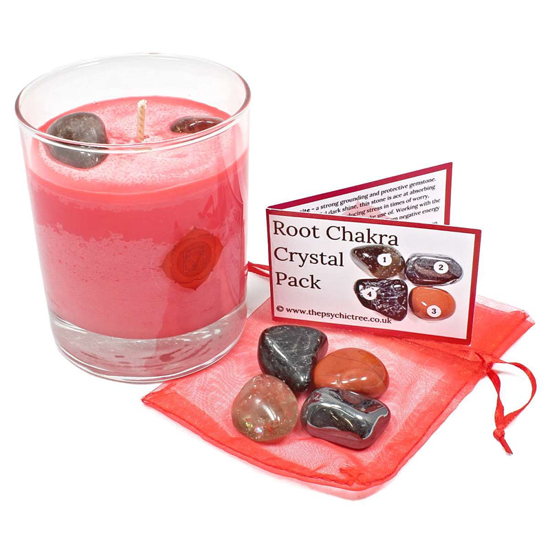 Root Chakra Healing Crystal & Candle Combination Pack