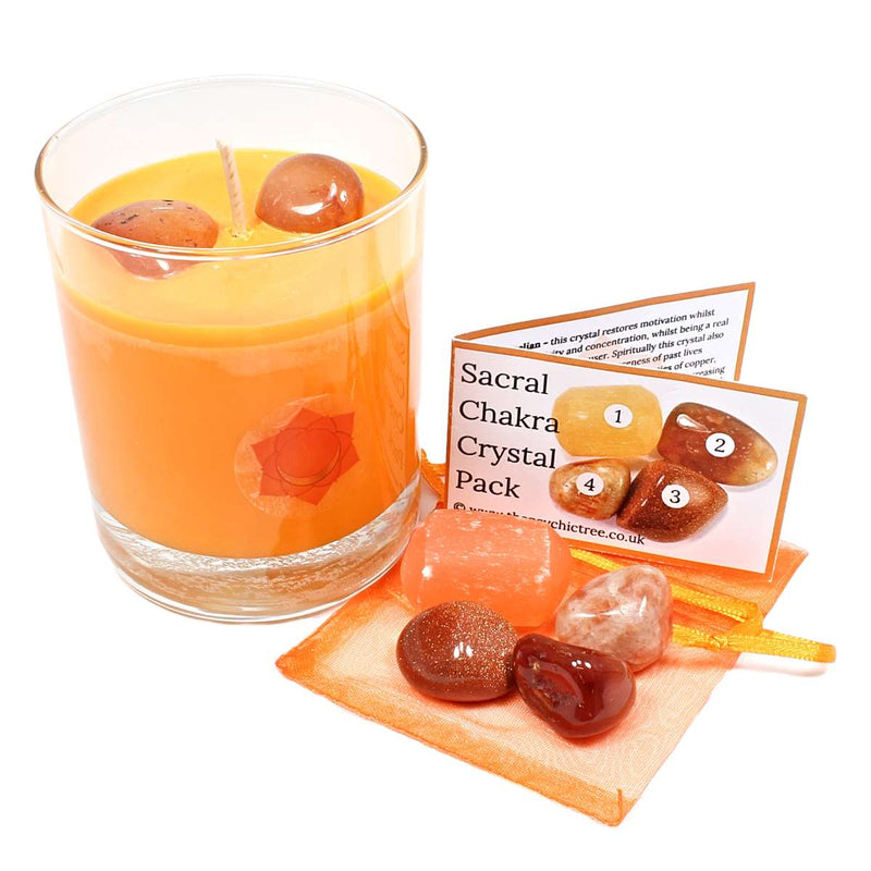 Sacral Chakra Healing Crystal & Candle Combination Pack