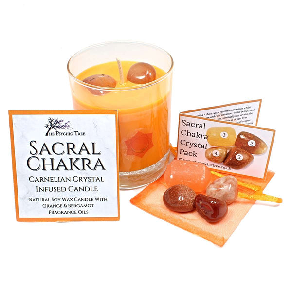 Sacral Chakra Healing Crystal & Candle Combination Pack