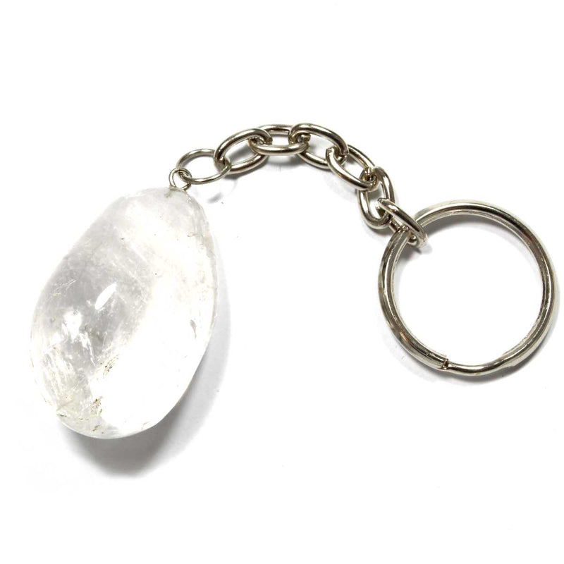 Clear Quartz Tumblestone Keyring