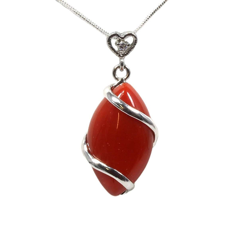 Carnelian Heart & Oval Pendant With Chain