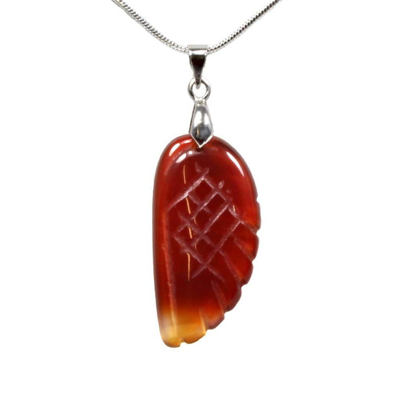 Carnelian Angel Wing Pendant With Chain