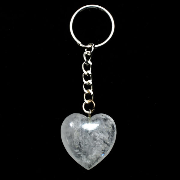 Clear Quartz Heart Keyring