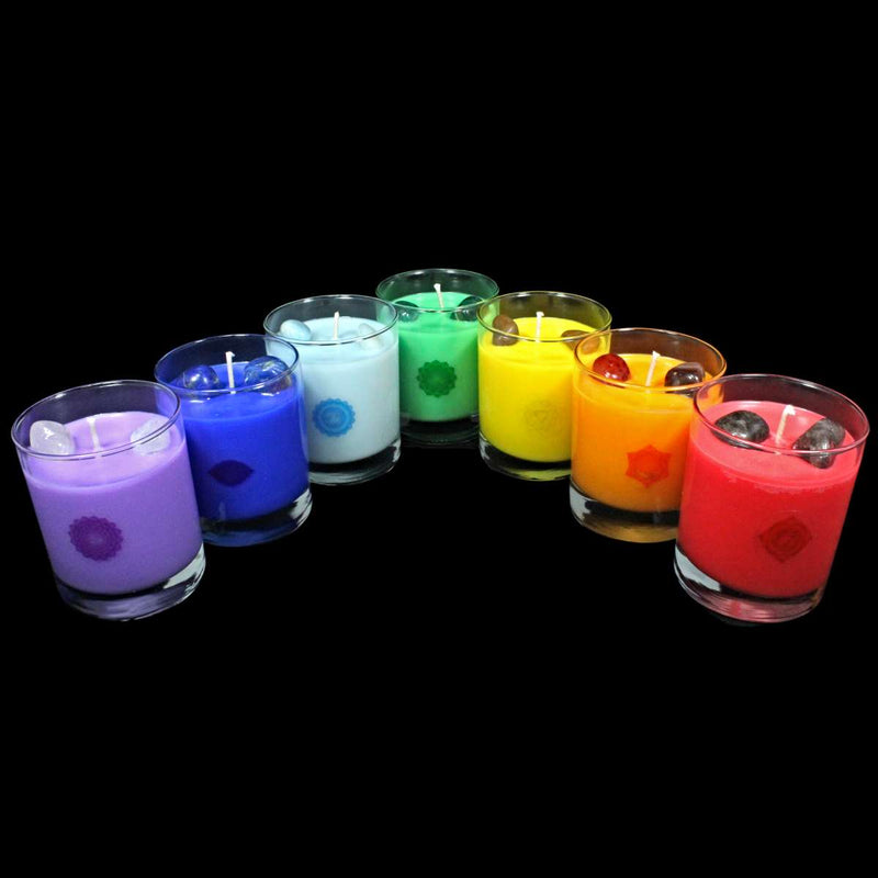 Complete Chakra Crystal Infused Scented Candle Set