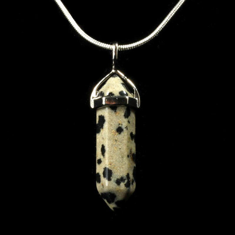 Dalmatian Jasper Crystal Point Pendant With Chain