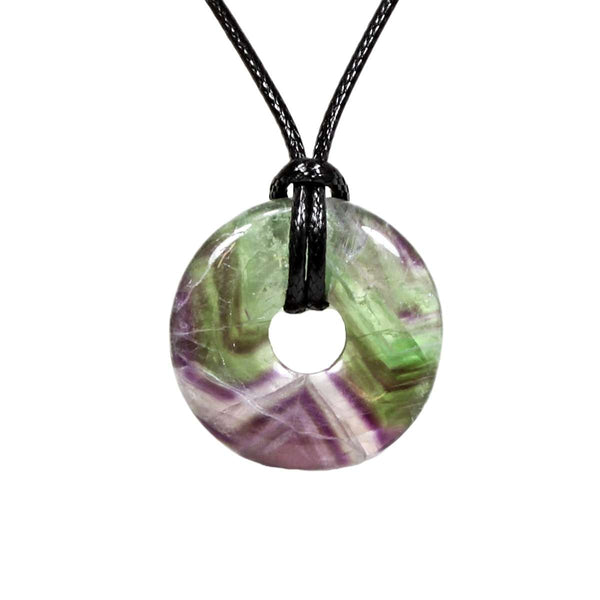 Fluorite Crystal Power Ring Pendant Necklace