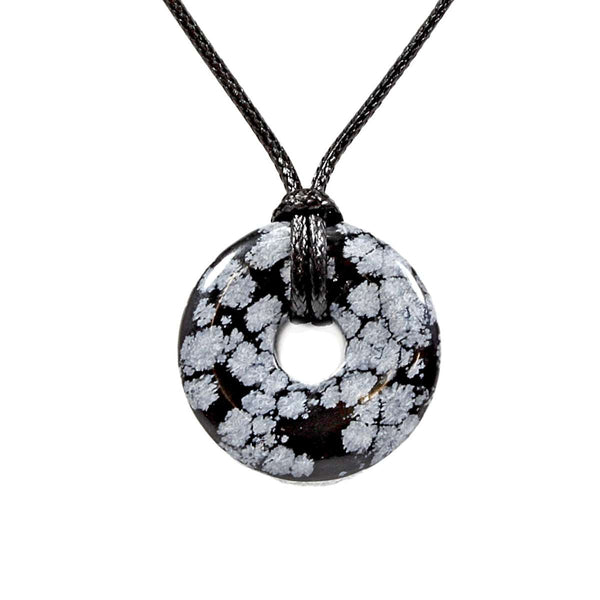 Snowflake Obsidian Crystal Power Ring Pendant Necklace