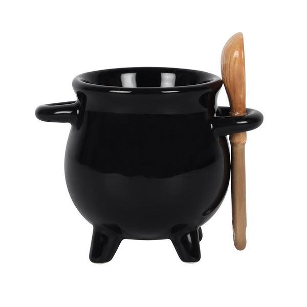 Cauldron Eggcup with Broom Spoon