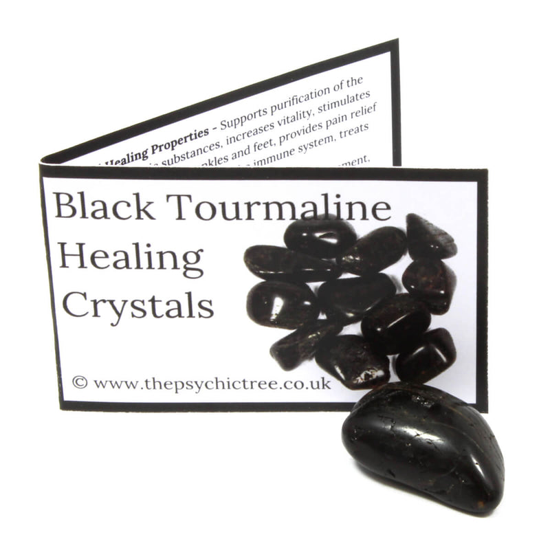 Black Tourmaline Polished Crystal & Guide Pack