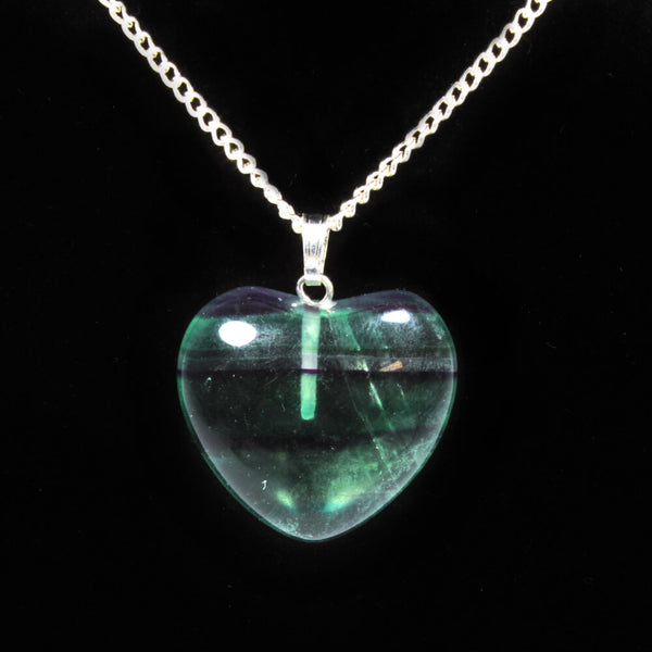 Fluorite Heart Pendant With Chain