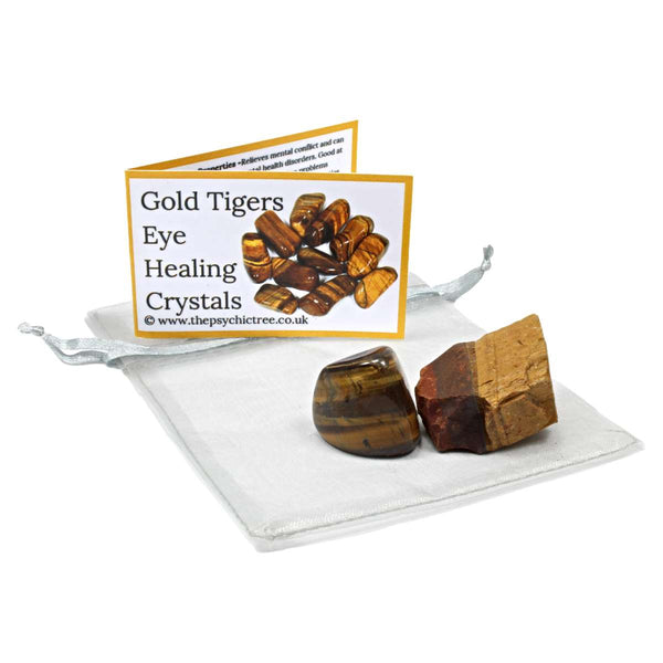 Gold Tigers Eye Rough 'n' Tumble Crystal Pack