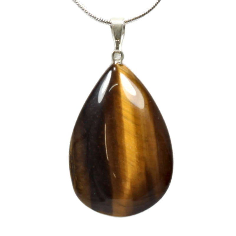 Gold Tigers Eye Teardrop Pendant with Chain