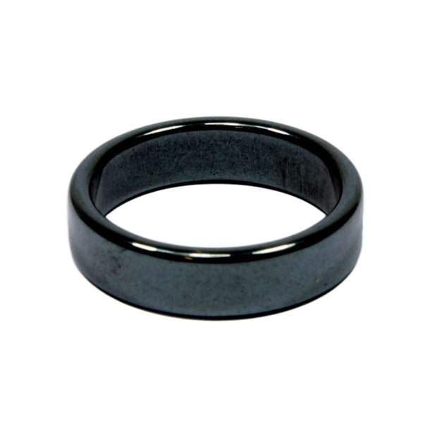 Hematite Straight Edge Healing Crystal Ring (Thick)