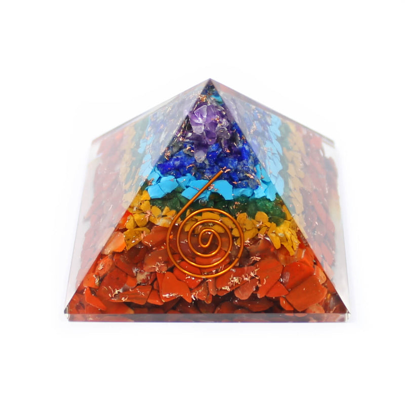Chakra Layer Orgone Pyramid (7cm)