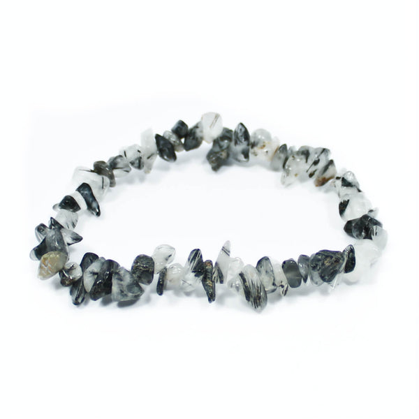 Tourmalinated Quartz Stone Chip Bracelet