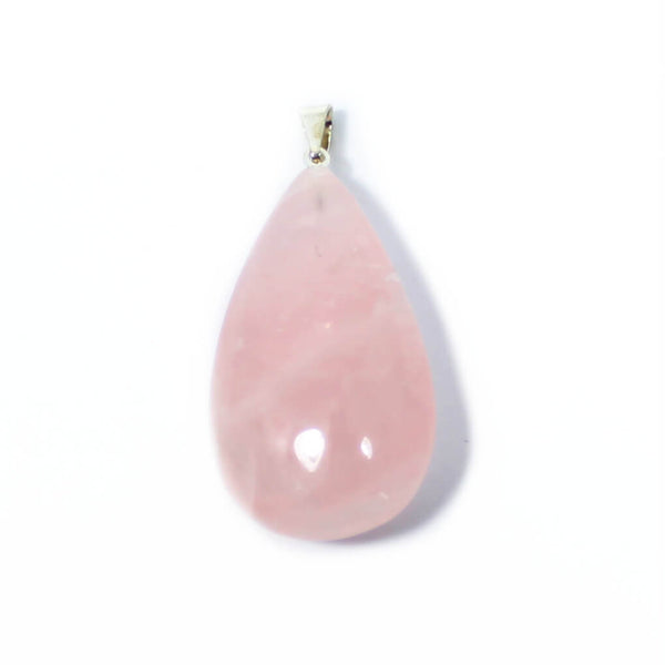 Rose Quartz Teardrop Pendant with Silver Chain