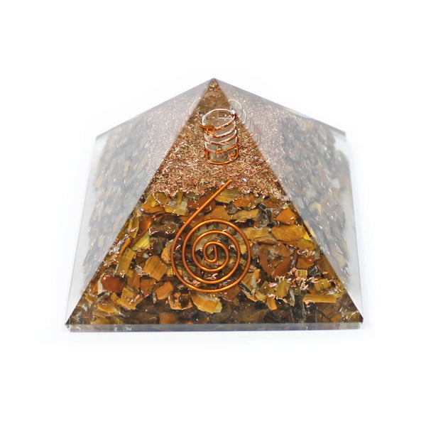 Tigers Eye With Copper Quartz Orgone Pyramid (7cm)