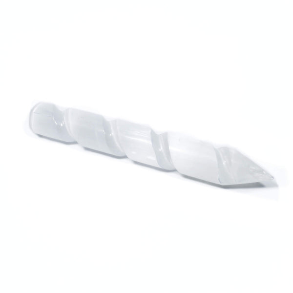 Selenite Twisted Pointed Wand (15cm)