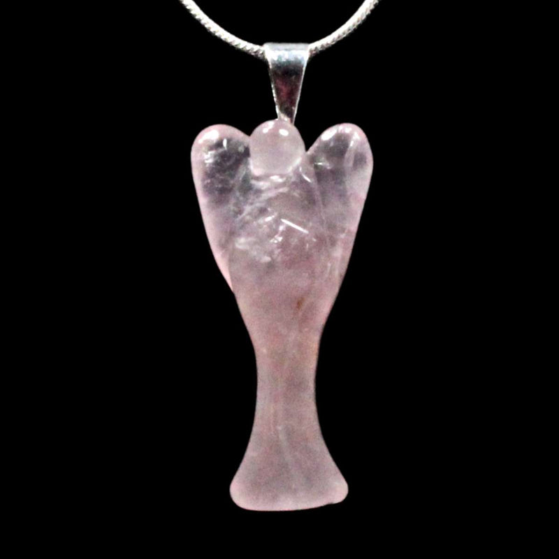 Rose Quartz Angel Pendant with Chain
