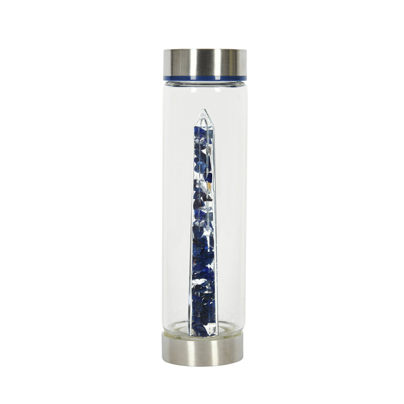 Bewater Joy Awareness Glass Bottle - Sodalite and Rock Crystal