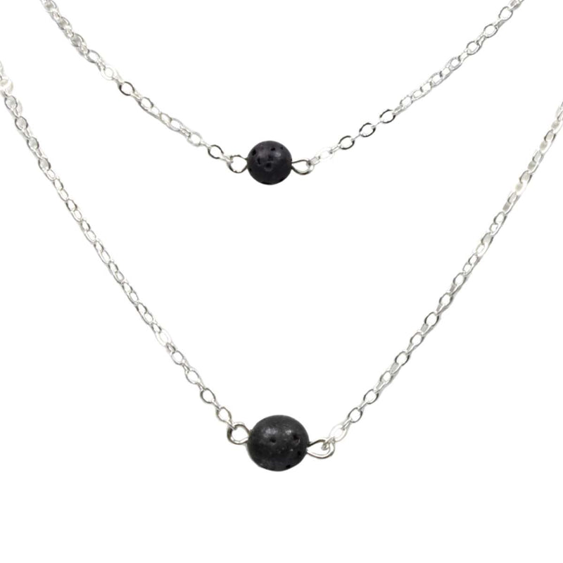 Essential Oil Diffuser Necklace; Lava Stone Minimalist Necklace; 8mm, 10mm,  or 12mm Stone; Sterling Silver; Stainless Steel; Lava Necklace;