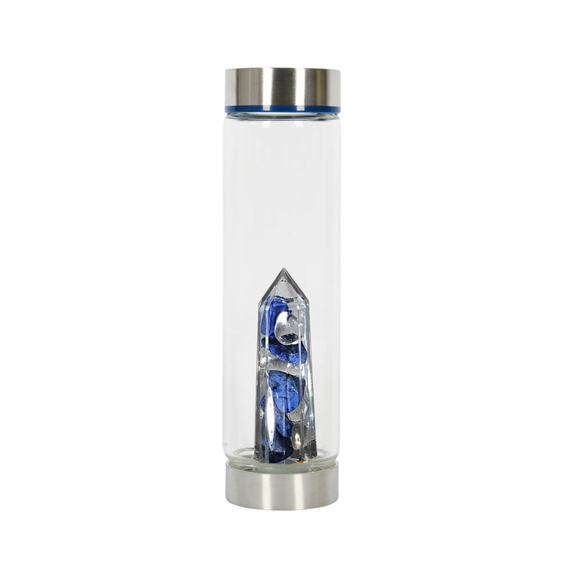Bewater Magic Vision Glass Bottle - Dumortierite and Rock Crystal